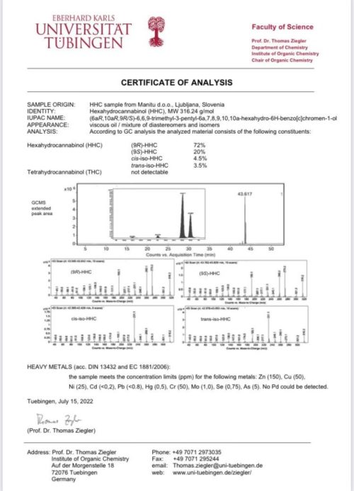 HHC olaj 20% tanúsítvány